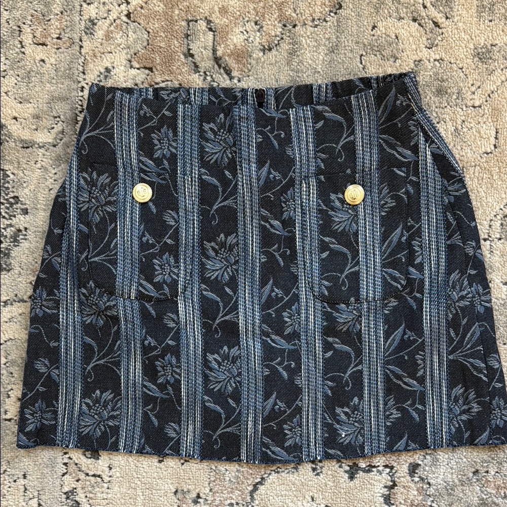 NWT Maje Navy Floral Mini Skirt